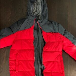 Kids Red and Black Puffer Jacket